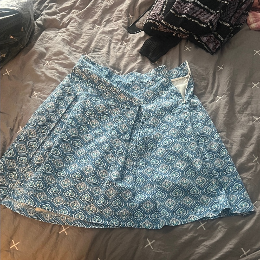 George Blue Geometric A-Line Skirt